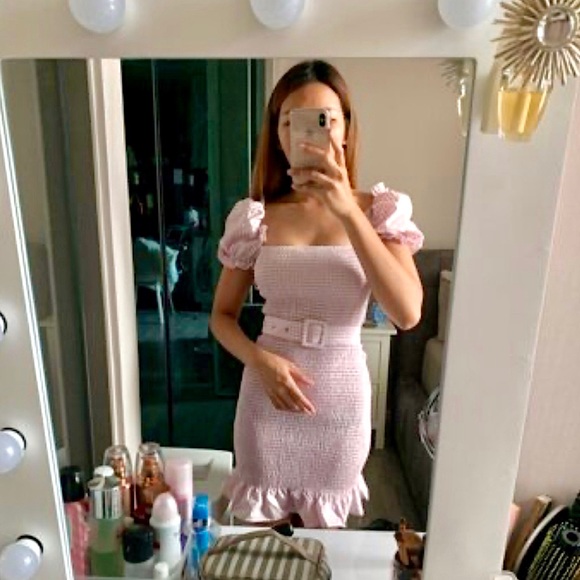 ***SOLD*** 💅🏼💗 Pink Gingham Puff Sleeve Mini Dress 💗💅🏼 Size Small (8) EUC - Picture 6 of 14